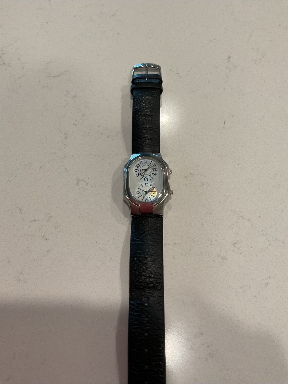 Philip Stein Silver Watch with Black Strap